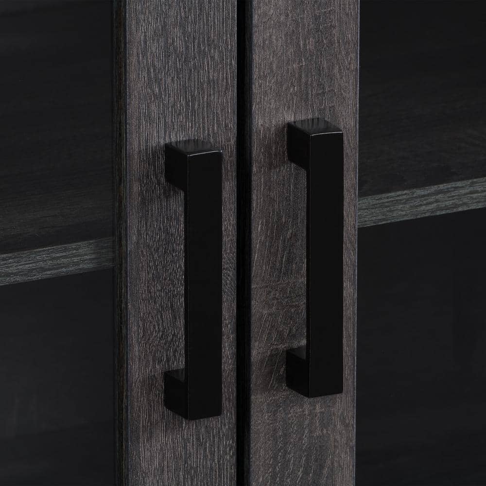 Fremont 84" Dark Gray Engineered Wood TV Stand with Glass Cabinets