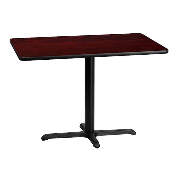 Flash Furniture Graniss Rectangular Black/Mahogany Wood 30 in. Pedestal Dining Table - Seats 4