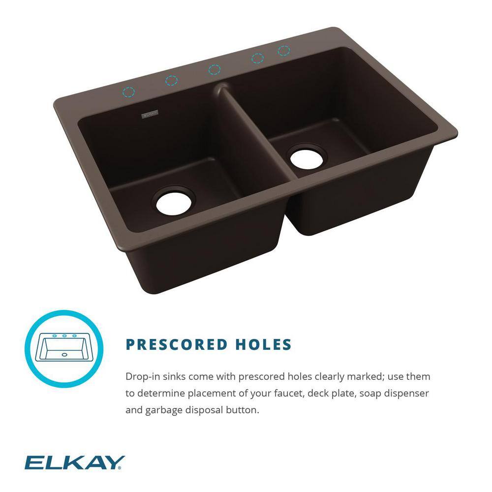 Greystone Quartz Double Bowl Drop-In Kitchen Sink