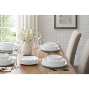 Chastain 16-Piece Solid Stoneware Dinnerware Set in Gloss White (Service for 4)