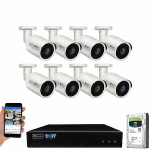 8-Channel 8MP 2TB NVR Security Camera System 8 Wired Bullet Cameras 2.8mm Fixed Lens Human/Vehicle Detection Mic