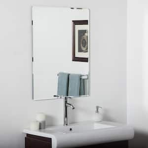 Vera 23.6 in. W x 39.5 in. H Large Rectangular Frameless Beveled Wall Mount Bathroom Vanity Mirror in Silver