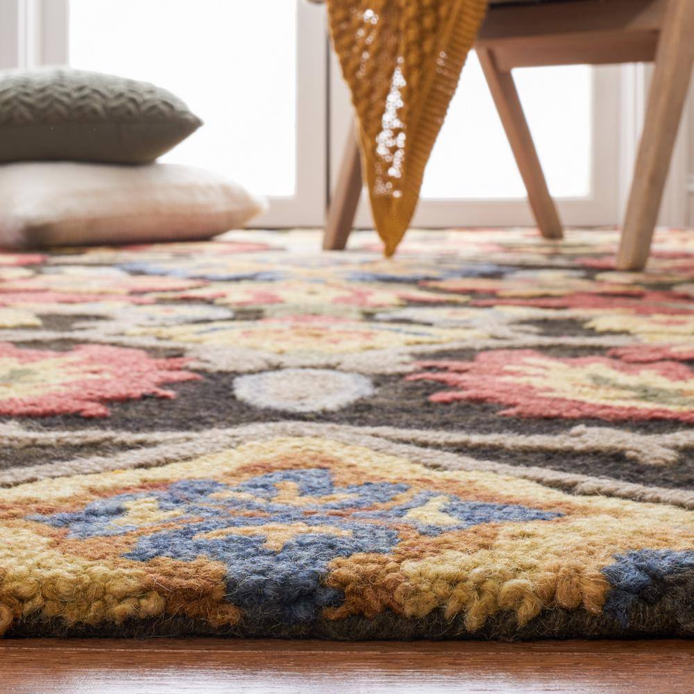 Handmade Charcoal Tufted Wool Square Rug - 6'x6'