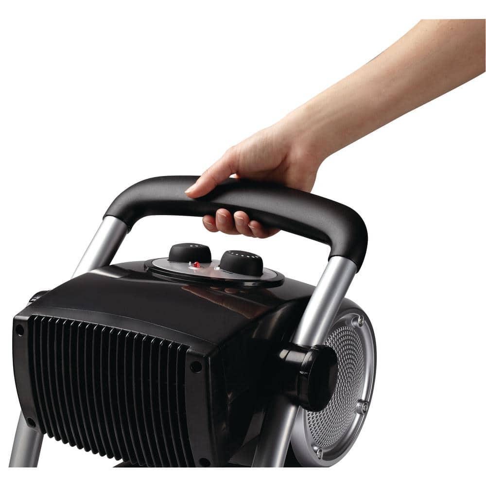 Black Ceramic Electric Utility Heater with Thermostat and Auto Shut-off