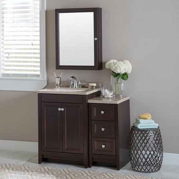 Glacier Bay Delridge Bath Suite With 24 In W Bathroom Vanity Vanity Top And Linen Tower In Chocolate Dm38p2v3 Ch The Home Depot