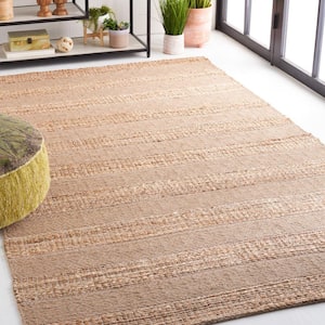 Natural Fiber Taupe/Beige 5 ft. x 8 ft. Striped Woven Area Rug