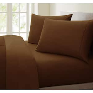 Luxurious Collection Brown 1000-Thread Count 100% Cotton Twin Sheet Set