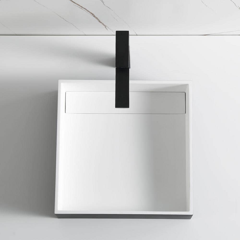 Black and White Square Resin Sink with Concealed Drain