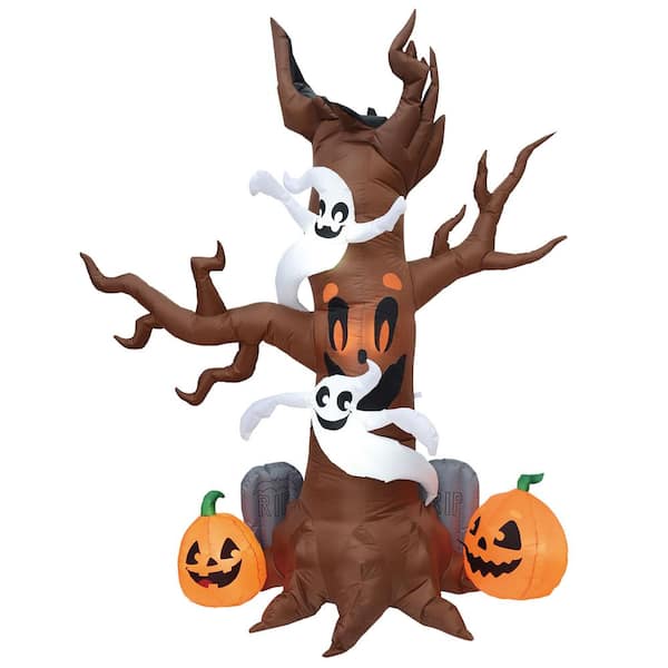 JOYIN 8 ft. Tall Brown, White and Black Plastic Scary Tree Inflatable