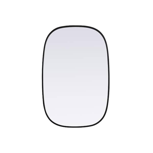 Unbranded Simply Living 24 in. W x 36 in. H Oval Metal Framed Black Mirror