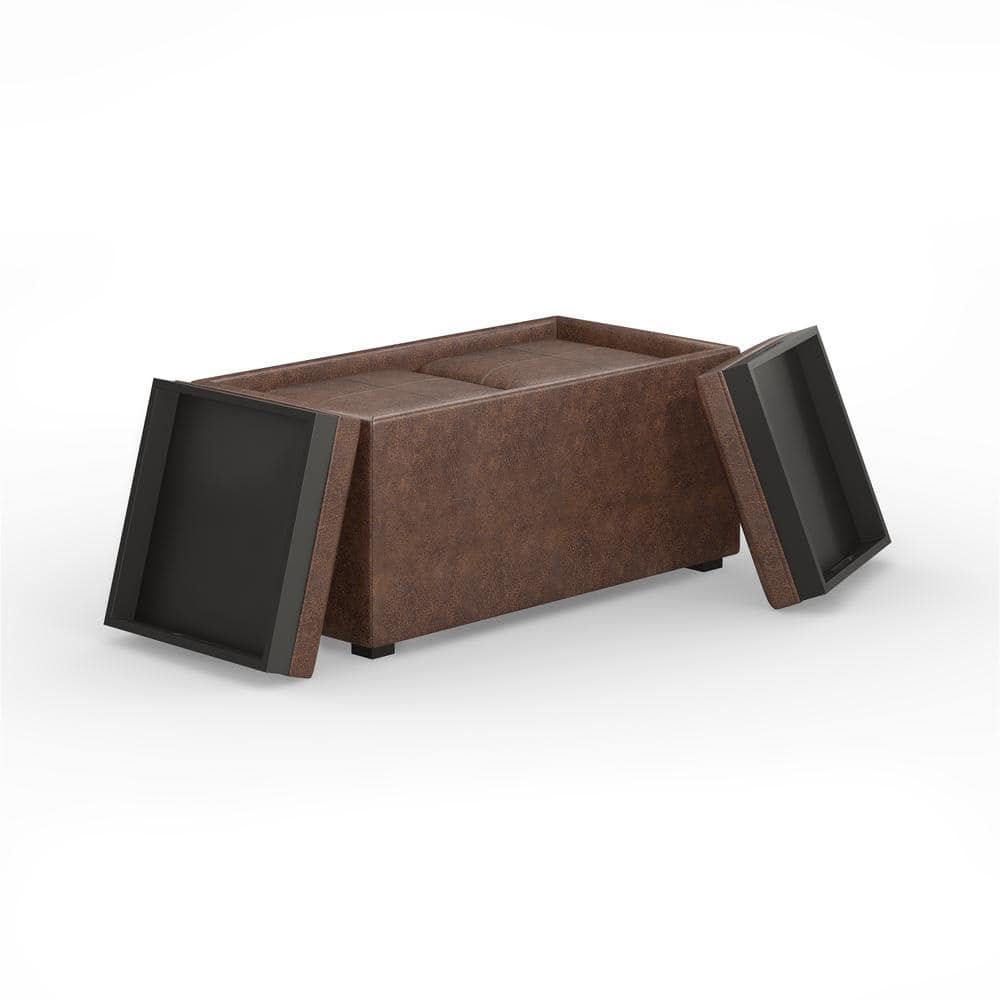 Avalon Chestnut Brown Multi-Functional Storage Ottoman Set