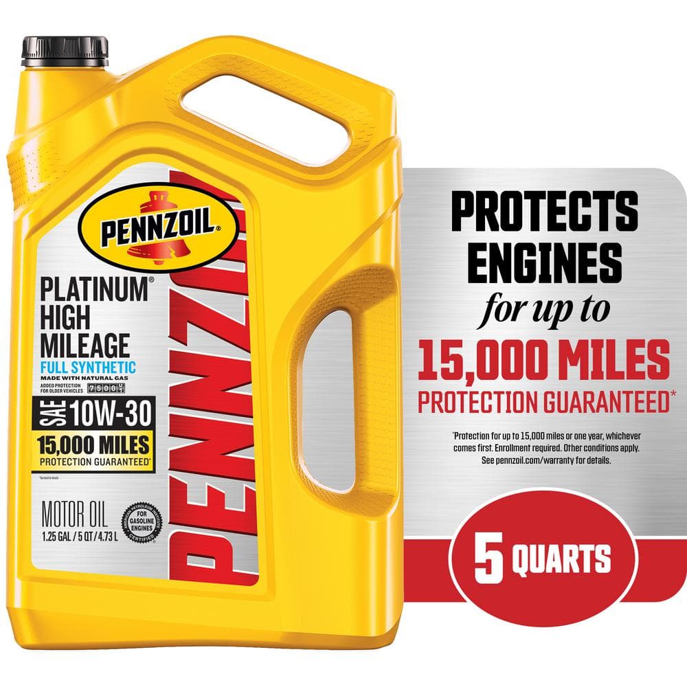 Pennzoil Platinum High Mileage SAE 10W-30 Full Synthetic Motor Oil 5 Qt ...