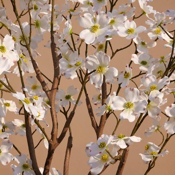 DR.Planzen 4 ft. Artificial Dogwood Flowers with White Faux