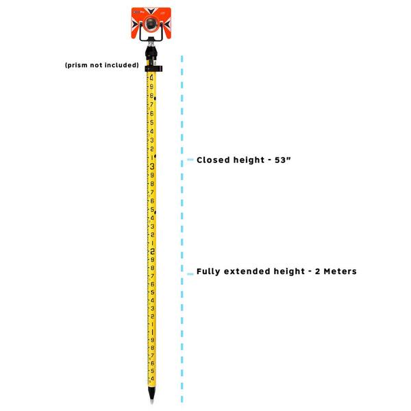 AdirPro - 6 ft. 2 m 10ths Graduation Aluminum 3-Position Snap-Lock Rover Telescoping Rod Pole in Yellow