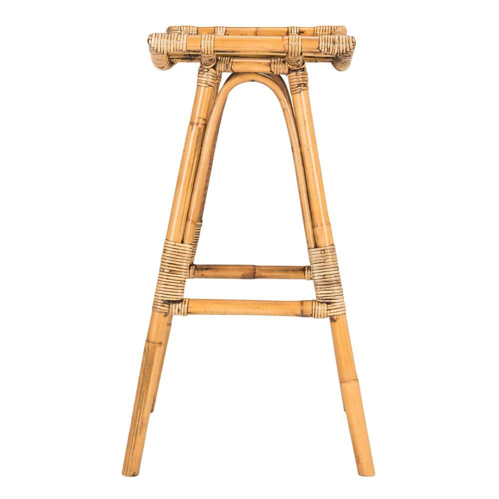Honey Brown Rattan Curved Bar Stool