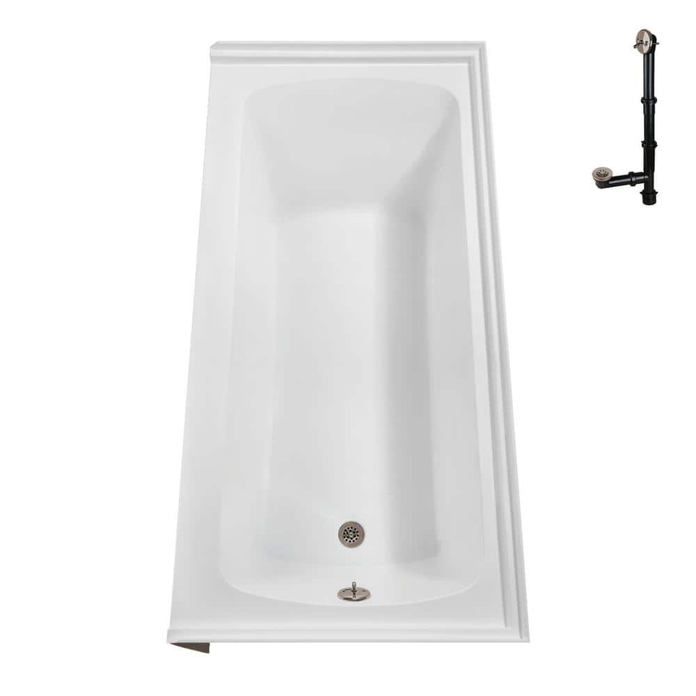 Glossy White 60" x 30" Acrylic Right-Hand Drain Alcove Bathtub