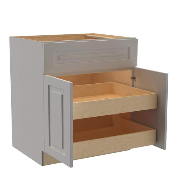 Home Decorators Collection Grayson 30 in. W x 24 in. D x 34.5 in. H Assembled Plywood Base Kitchen Cabinet in Pearl Gray with 2ROT Soft Close