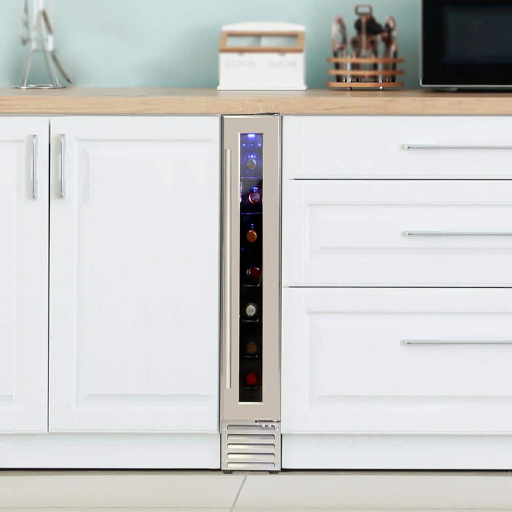 Slim Stainless Steel Built-In Wine Cooler with Interior Lighting