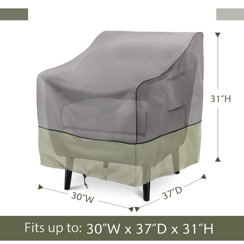 Heavy-Duty Waterproof Grey and Beige Patio Chair Covers, 2-Pack