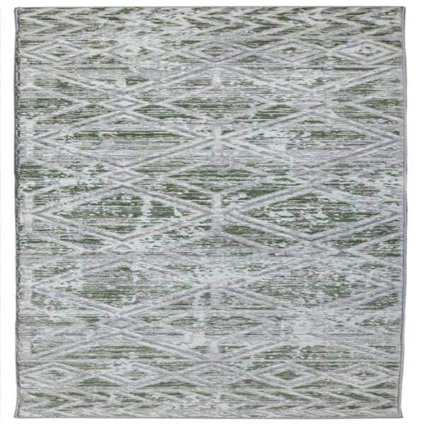 Livigno 1243 Transitional Abstract Green Runner Area Rug