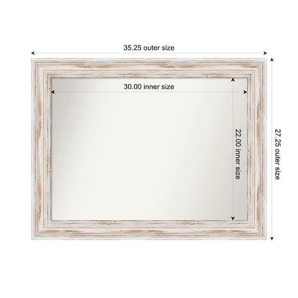 Amanti Art Alexandria Whitewash 35.25 in. x 27.25 in. Custom Non-Beveled Wood Framed Bathroom Vanity Wall Mirror