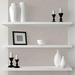 16 in. x 24 in. Taupe Peel and Stick Embrace Your Curves Vinyl Wallpaper Panel (8-Pack) Covers 21.33 sq. ft./Package