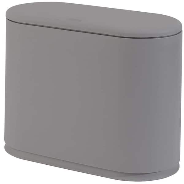 Dracelo 10 Liter Rectangular Plastic Trash Can Wastebasket with Press Type Lid in Gray