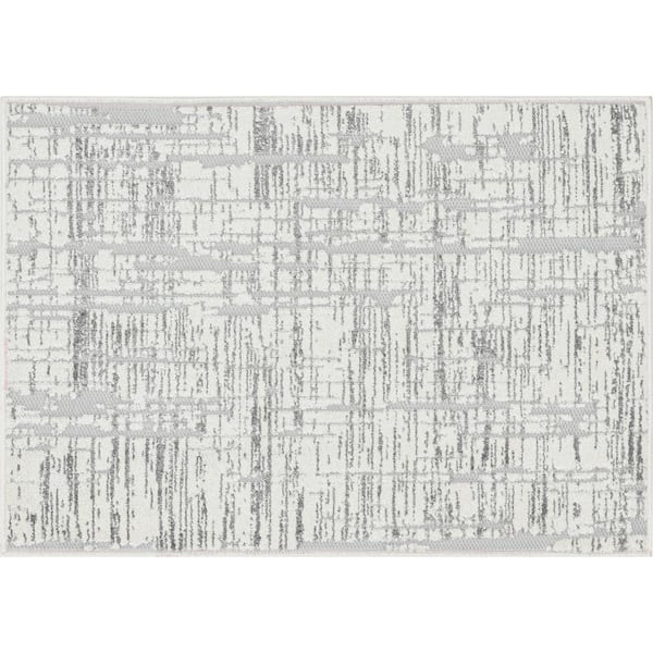 Tayse Rugs Breeze Stripe Gray 2 ft. x 3 ft. Indoor/Outdoor Area Rug