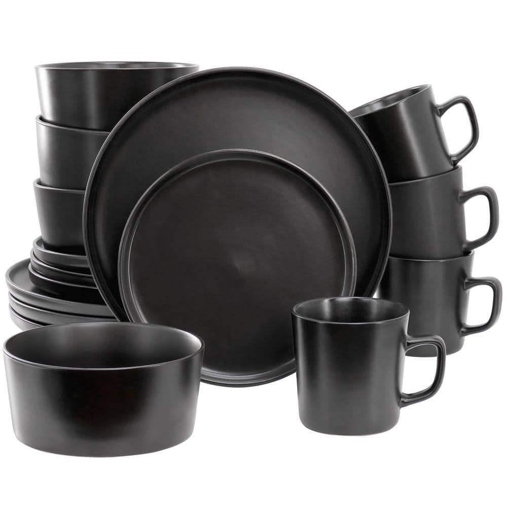 16-Piece Lux Matte Black Dinnerware Set
