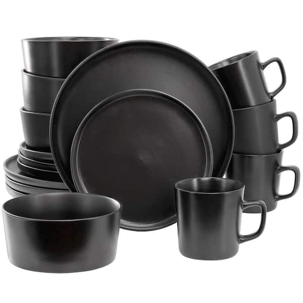 Elama 16-Piece Lux Matte Black Dinnerware Set 985121836M - The Home Depot