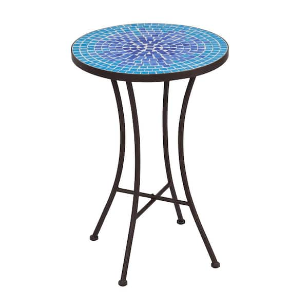 S'DENTE Mar Mosaic Metal Outdoor Side Table-OMT001 - The Home Depot