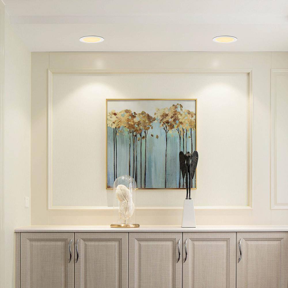 6.7-inch White Aluminum Ultra-Thin LED Recessed Ceiling Lights, 12-Pack