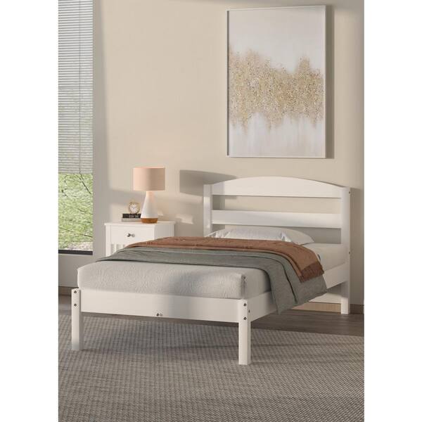 Dwell Home Inc Alexander White Wood Frame, Twin Platform Bed with