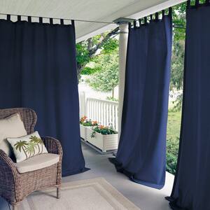 Elrene Blue Solid Tab Top Room Darkening Curtain - 52 in. W x 95 in. L ...