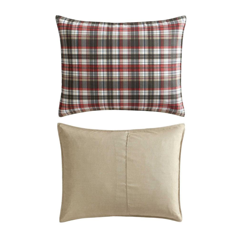 Astoria Plaid Red Microfiber King Duvet Set