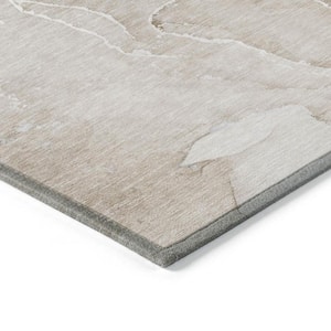 Beige 5 ft. x 8 ft. Abstract Indoor / Outdoor Area Rug