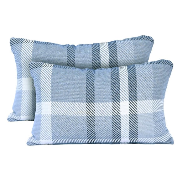 Astella Tartan Midnight Lumbar Outdoor Accent Throw Pillow (Set of 2)