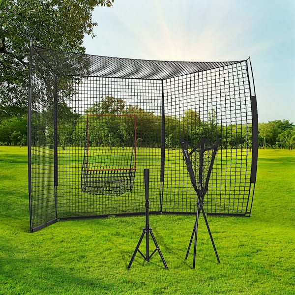 Soozier Softball and Baseball Net with Strike Zone, Tee, Caddy and Portable Carry Bag for Pitching and Hitting Training