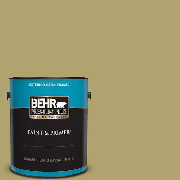 BEHR PREMIUM PLUS 1 gal. Home Decorators Collection #HDC-WR15-10 Green Bean Casserole Satin Enamel Exterior Paint & Primer