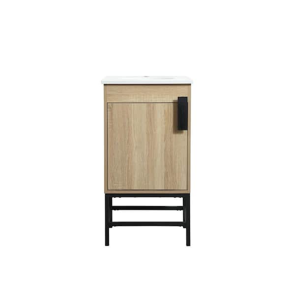 Unbranded Timeless Home 18 in. W x 19 in. D x 33.5 in. H Bath Vanity in Mango Wood with Ivory White Engineered Stone Top