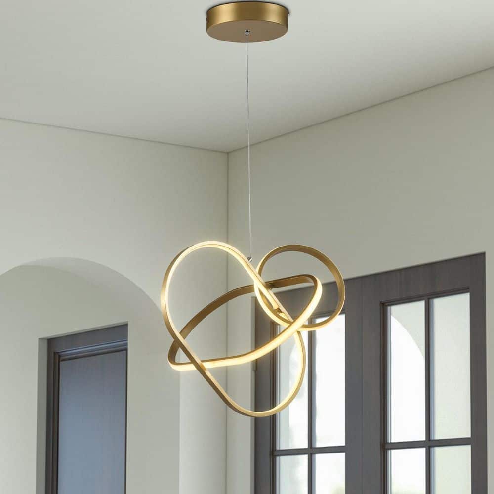 15.7 in. Gold Modern Geometric Dimmable LED Chandeliers Dining Kitchen Ceiling Lights Foyer Bedroom Lighting price history on PriceWatchPro