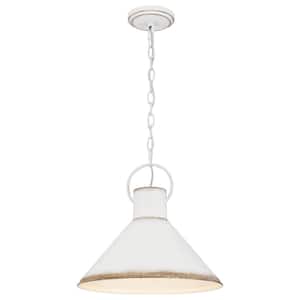 Summerfield 1-Light Antique White Pendant With Metal Shade