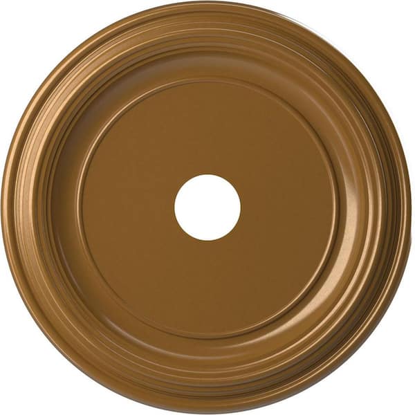 Ekena Millwork 22" O.D. x 3-1/2" I.D. x 1-1/2" P Traditional Thermoformed PVC Ceiling Medallion in Universal Aged Metallic Vintage Gold