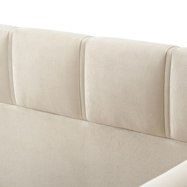 Harper & Bright Designs Beige Twin Size Velvet Upholstered Daybed