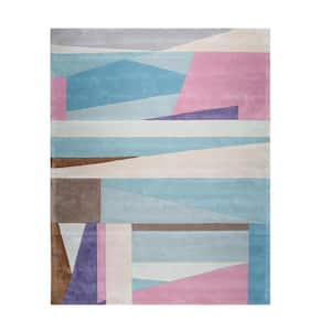 Multicolored 7 ft. 9 in. x 9 ft. 9 in. Hand-Tufted Wool Contemporary Modern Rug Area Rug