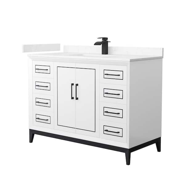 Wyndham Collection Marlena 48 in. W x 22 in. D x 35.25 in. H Single Bath Vanity in White with Carrara Cultured Marble Top