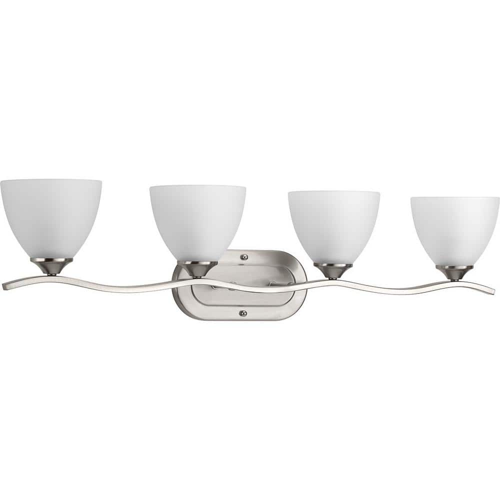 Laird Collection 33 in. 4-Light Brushed Nickel Etched Glass Traditional Bathroom Vanity Light price history on PriceWatchPro