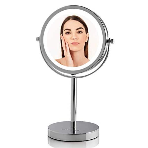 Ovente Led Lighted Tabletop Mirror, Battery Operated Vanity Mirror Lights