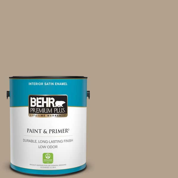 BEHR PREMIUM PLUS 1 gal. #PWL-85 Stepping Stones Satin Enamel Low Odor Interior Paint & Primer