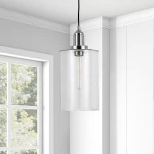 Nora 1- Light Nickel Pendant with Seeded Glass